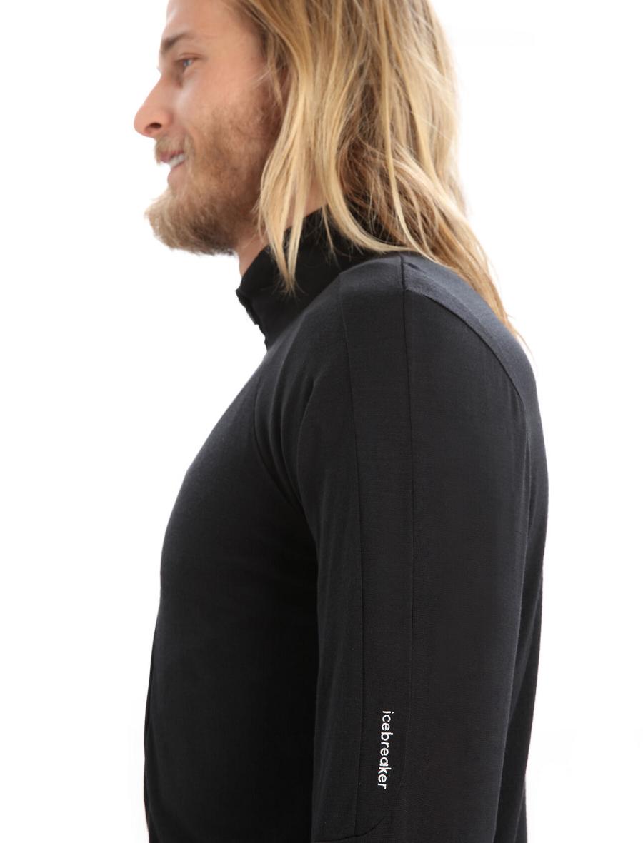 Black Men's Icebreaker ZoneKnit™ Merino Long Sleeve Zip Hoodie | USA 1261EBCX